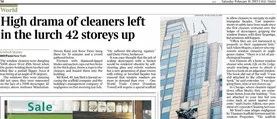 Cleaners left in the lurch, 42 storeys up — NY media